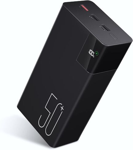 50000mAh Power Bank Portable Charger: 22.5 W Fast Charging External Battery - Powerbank with Flashlight and Large Capacit-Black in Saudi Arabia