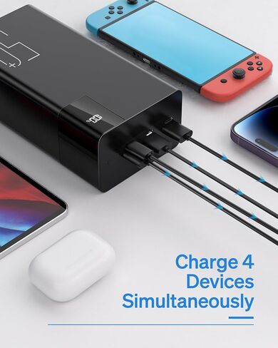 50000mAh Power Bank Portable Charger: 22.5 W Fast Charging External Battery - Powerbank with Flashlight and Large Capacit-Black in Saudi Arabia
