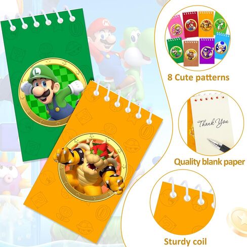 24 Pcs Mini Notepads Multicolor Style Pocket Notebooks for Kids Spiral Mini Notebook Party Favor Game Theme Birthday Gift Classroom Rewards Party Supplies, 8 Styles in Saudi Arabia