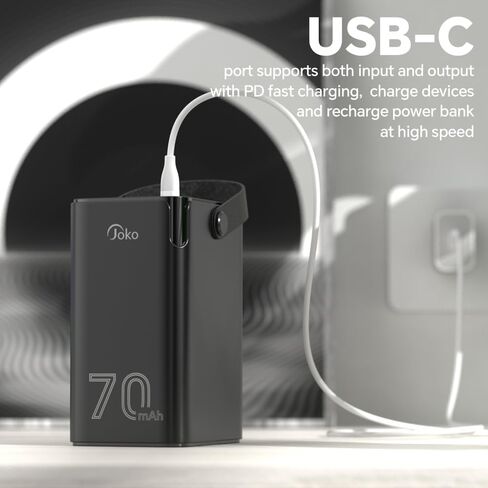 JOKO 70000mAh Power Bank High Capacity 20W PD 3.0 Fast Charging 22.5W Max Large Power Bank,7 Outputs 2 Inputs,LED Display,USB-C Battery Packs for iPhone, Samsung, Outdoors，Camping in Saudi Arabia