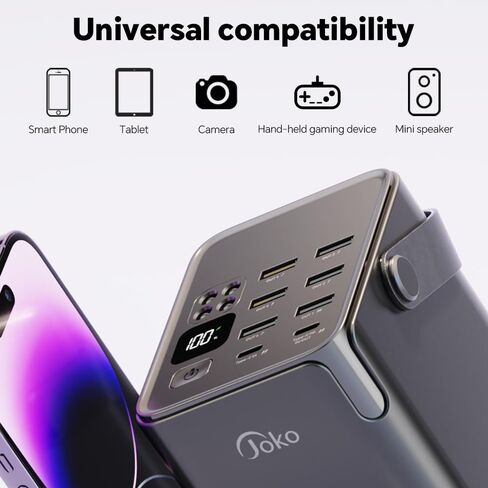 JOKO 70000mAh Power Bank High Capacity 20W PD 3.0 Fast Charging 22.5W Max Large Power Bank,7 Outputs 2 Inputs,LED Display,USB-C Battery Packs for iPhone, Samsung, Outdoors，Camping in Saudi Arabia