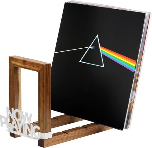 Tabletop Vinyl Record Storage – Wooden Vinyl Record Holder Holds 50 to 60 LPs - Now Playing Vinyl Record Stand - Desktop Bookshelf Bookcase - Album Storage for Vinyl Records Organizer Rack in Saudi Arabia
