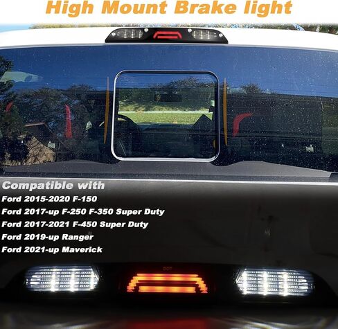 High Mount Stop Lights LED Third Brake Light Compatible with Ford 2015-2020 F150, 2017-up F250 F350, 2019-up Ranger, Maverick 2022-up Rear LED 3rd Brake Lamp (Double line Style) in Saudi Arabia