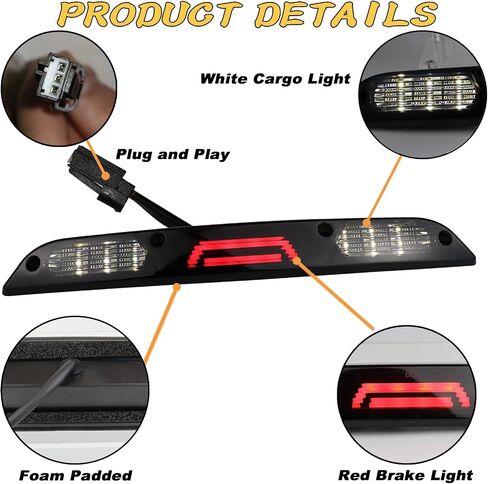 High Mount Stop Lights LED Third Brake Light Compatible with Ford 2015-2020 F150, 2017-up F250 F350, 2019-up Ranger, Maverick 2022-up Rear LED 3rd Brake Lamp (Double line Style) in Saudi Arabia