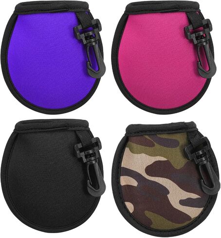 PATIKIL Golf Ball Washer Pouch, 4 Pack Portable Golf Balls Cleaner Pocket Bag with Hanging Clip for Women Men Golf Exercise, Black,Army Green,Purple,Rose Red in Saudi Arabia