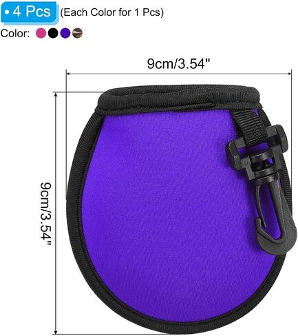 PATIKIL Golf Ball Washer Pouch, 4 Pack Portable Golf Balls Cleaner Pocket Bag with Hanging Clip for Women Men Golf Exercise, Black,Army Green,Purple,Rose Red in Saudi Arabia