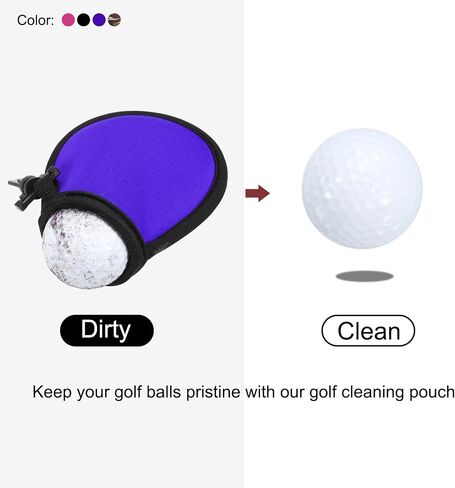 PATIKIL Golf Ball Washer Pouch, 4 Pack Portable Golf Balls Cleaner Pocket Bag with Hanging Clip for Women Men Golf Exercise, Black,Army Green,Purple,Rose Red in Saudi Arabia