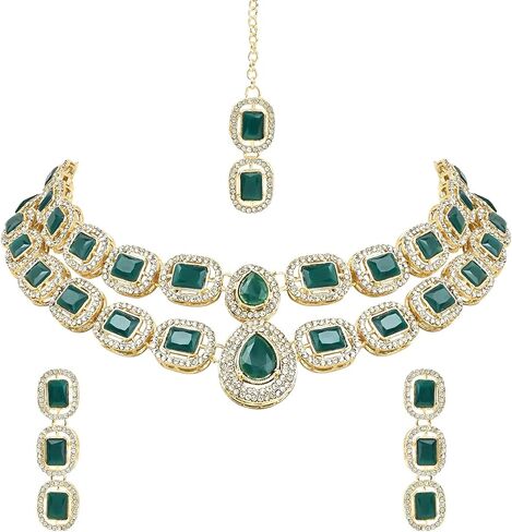 I Jewels Gold Plated Indian Wedding Bollywood Stone Choker Necklace Jewellery With Earring & Maang Tikka Set For Women & Girls in Saudi Arabia