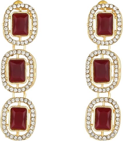 I Jewels مجوهرات زفاف هندية مطلية بالذهب بوليوود ستون قلادة مع حلق ومجموعة Maang Tikka للنساء والفتيات in Saudi Arabia