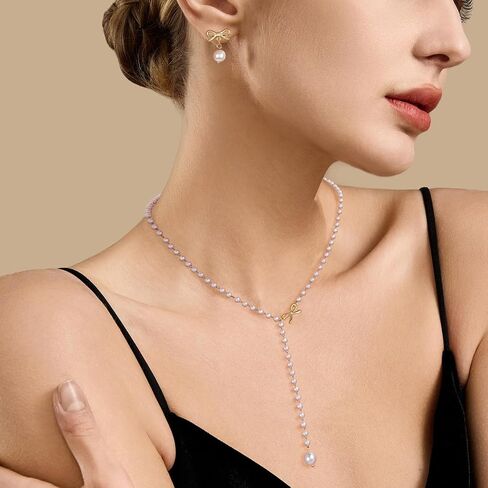 Pearl Jewelry Set for Women Wedding Pearl Necklace Bracelet Earrings Set Bride Bridesmaid Dainty Jewelry Gift for Women Girl in Saudi Arabia