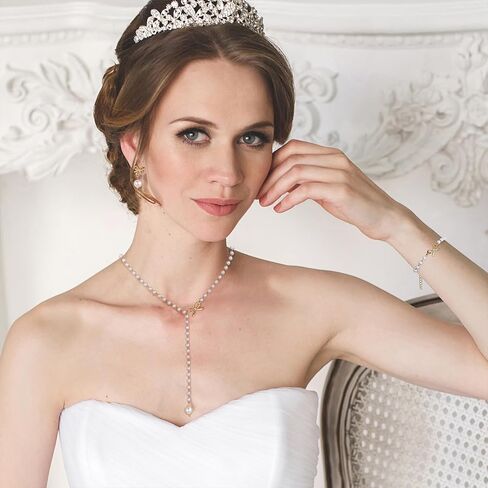 Pearl Jewelry Set for Women Wedding Pearl Necklace Bracelet Earrings Set Bride Bridesmaid Dainty Jewelry Gift for Women Girl in Saudi Arabia