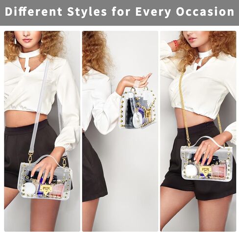 حقائب Hysagtek الشفافة للسيدات، حقيبة كروس شفافة معتمدة من الاستاد، مع حقيبة معلقة صغيرة شفافة in Kuwait