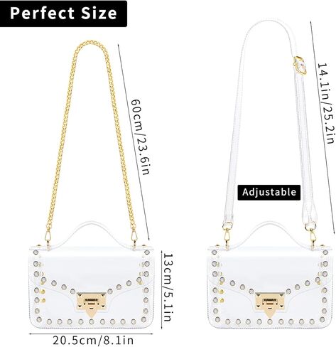 حقائب Hysagtek الشفافة للسيدات، حقيبة كروس شفافة معتمدة من الاستاد، مع حقيبة معلقة صغيرة شفافة in Kuwait