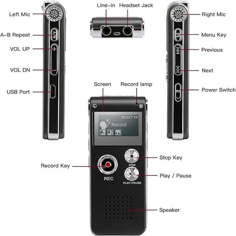 مسجل صوت رقمي مسجل صوت صغير مطور مع MP3 وUSB للمحاضرات والاجتماعات والمقابلات...8 جيجابايت in Kuwait