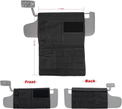 Sun Visor Organizer for Jeep,Tactical Visor Storage Cover for Jeep Wrangler JK JL & Gladiator JT,Visor Storage Pouch Holder,Auto Interior Pocket Organizer,Black,1PCS in Kuwait