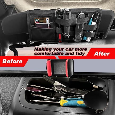 Sun Visor Organizer for Jeep,Tactical Visor Storage Cover for Jeep Wrangler JK JL & Gladiator JT,Visor Storage Pouch Holder,Auto Interior Pocket Organizer,Black,1PCS in Kuwait