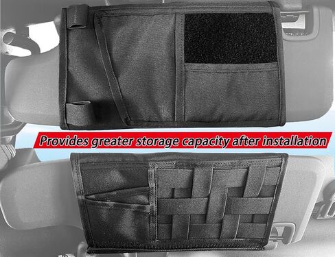 Sun Visor Organizer for Jeep,Tactical Visor Storage Cover for Jeep Wrangler JK JL & Gladiator JT,Visor Storage Pouch Holder,Auto Interior Pocket Organizer,Black,1PCS in Kuwait