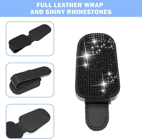 XYZCTEM Sunglass Holder for Car, Bling Glasses Holder for Car Sun Visor, 2PCS Handcrafted Crystal Rhinestones Fashion Car Sunglasses Mount, Auto Interior Accessories for Women Girl (Black/Black) in Saudi Arabia
