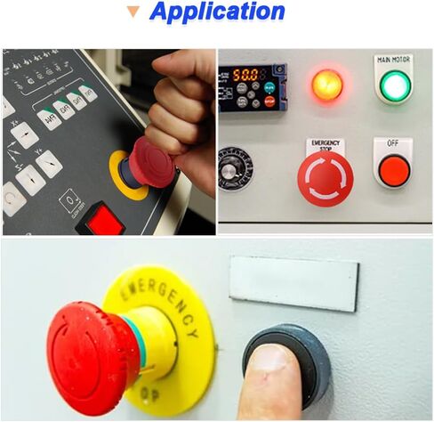 1NC 22mm Red Mushroom Emergency Stop Push Button Switch, Latching Push Button Switch Normally Closed Safety Stop Switch 10A 440V (5 Pack) in Saudi Arabia