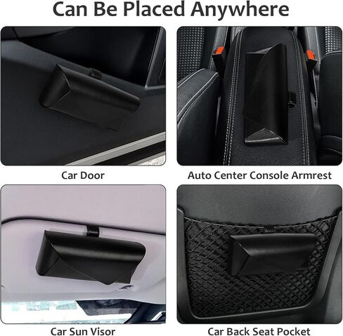 Accmor Glasses Holder for Car Sun Visor, Vehicle Sunglasses Holders Case with Hidden Magnetic Closure, Leather Auto Eyeglasses Organizer Box Eyeglass Hanger Clip Car Accessories for Men Women (Black) in Saudi Arabia