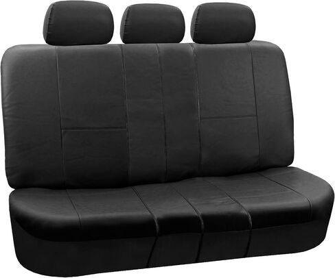 FH Group Front Set PU Leather Car Seat Covers for Low Back Seat with Removable Headrest, Universal Fit, Airbag Compatible Seat Cover for SUV, Sedan, Black in Saudi Arabia