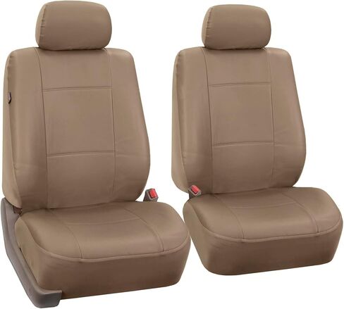 FH Group Front Set PU Leather Car Seat Covers for Low Back Seat with Removable Headrest, Universal Fit, Airbag Compatible Seat Cover for SUV, Sedan, Black in Saudi Arabia