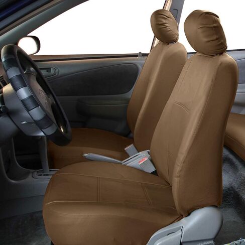 FH Group Front Set PU Leather Car Seat Covers for Low Back Seat with Removable Headrest, Universal Fit, Airbag Compatible Seat Cover for SUV, Sedan, Black in Saudi Arabia