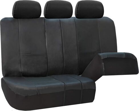 FH Group Front Set PU Leather Car Seat Covers for Low Back Seat with Removable Headrest, Universal Fit, Airbag Compatible Seat Cover for SUV, Sedan, Black in Saudi Arabia
