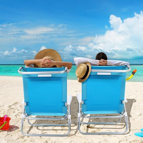 4 Pack Beach Chair for Adults Portable Camping Chair, Heavy Duty Beach Chair with 6 Adjustable Position Folding Lawn Chairs Outdoor Reclining Chairs for Sunbathing Travelling(Black) in Saudi Arabia