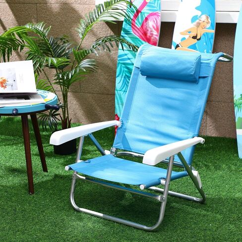 4 Pack Beach Chair for Adults Portable Camping Chair, Heavy Duty Beach Chair with 6 Adjustable Position Folding Lawn Chairs Outdoor Reclining Chairs for Sunbathing Travelling(Black) in Saudi Arabia