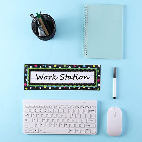 50 Pieces Chalkboard Brights Reference Name Plates Colorful Flat Name Plates Manuscript Nameplates Self Adhesive Desk Plates Nameplates for Students Teachers School Classroom Supplies in Saudi Arabia