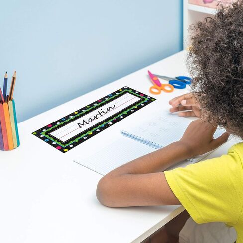 50 Pieces Chalkboard Brights Reference Name Plates Colorful Flat Name Plates Manuscript Nameplates Self Adhesive Desk Plates Nameplates for Students Teachers School Classroom Supplies in Saudi Arabia