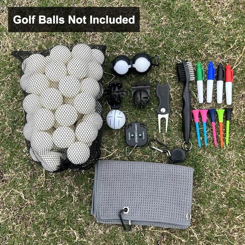 طقم تنظيف إكسسوارات الجولف 17 في 1، منشفة جولف، فرشاة تنظيف، أداة إصلاح ديفت، مجموعة محاذاة كرة الجولف، عداد النقاط، حامل كرة الجولف، تي شيرت، بطانات وأقلام كرة الجولف للرجال والنساء in Kuwait