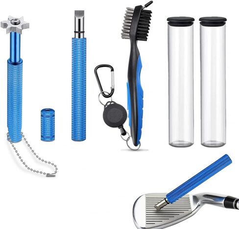 3 قطع مبراة نادي الجولف 1 فرشاة نادي الجولف مزدوجة الجوانب قابلة للسحب و2 مبراة أخدود نادي الجولف منظف أدوات إعادة الحز لتنظيف الأخاديد والفجوات ونوادي الجولف والمكاوي والرمل واللوب in Kuwait