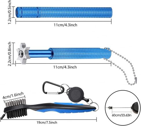 3 قطع مبراة نادي الجولف 1 فرشاة نادي الجولف مزدوجة الجوانب قابلة للسحب و2 مبراة أخدود نادي الجولف منظف أدوات إعادة الحز لتنظيف الأخاديد والفجوات ونوادي الجولف والمكاوي والرمل واللوب in Kuwait