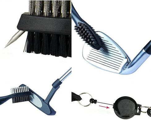 3 قطع مبراة نادي الجولف 1 فرشاة نادي الجولف مزدوجة الجوانب قابلة للسحب و2 مبراة أخدود نادي الجولف منظف أدوات إعادة الحز لتنظيف الأخاديد والفجوات ونوادي الجولف والمكاوي والرمل واللوب in Kuwait