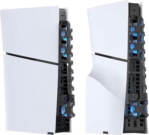 Cooling Fan for PS5 Slim Console, Quiet Cooling System with Memory Function and LED Light, Cooler Accessories with 3 High-Speed Fans & USB 3.0 Port for PS5 Slim Digital & Discs Edition in Saudi Arabia