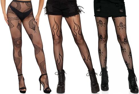 Patterned Fishnet Tights Stockings Women Sexy Pantyhose Thigh-High Animal Fishnets Socks High Waist Stockings Halloween Cosplay Party 3 pairs in Saudi Arabia