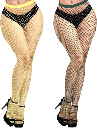 Womens Fishnets Colorful Fishnet Tights Sexy High Waist Fishnet Pantyhose Mesh Fishnet Stockings 2 Pack, M Hole in Saudi Arabia