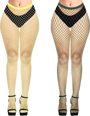 Womens Fishnets Colorful Fishnet Tights Sexy High Waist Fishnet Pantyhose Mesh Fishnet Stockings 2 Pack, M Hole in Saudi Arabia