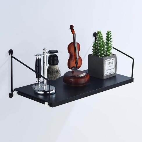 Black Floating Shelf for AV Device, Wooden Wall Shelves for Projector, DVD Player, Cable Boxes, Modem, WiFi Router, Wall Mounted Shelf for Living Room, Bedroom, Bathroom (1 Tier) in Kuwait