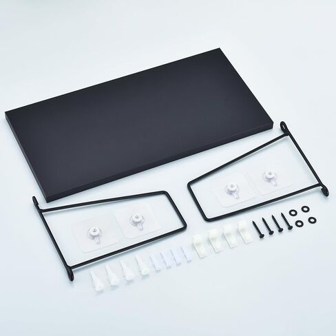 Black Floating Shelf for AV Device, Wooden Wall Shelves for Projector, DVD Player, Cable Boxes, Modem, WiFi Router, Wall Mounted Shelf for Living Room, Bedroom, Bathroom (1 Tier) in Kuwait