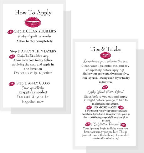 How To Apply LipSense/Tips and Tricks Cards,50 Pack,Double Sided 2x3.5 inchinch Business Cards,Application Instruction Card White with Red Lips Design,black in Saudi Arabia