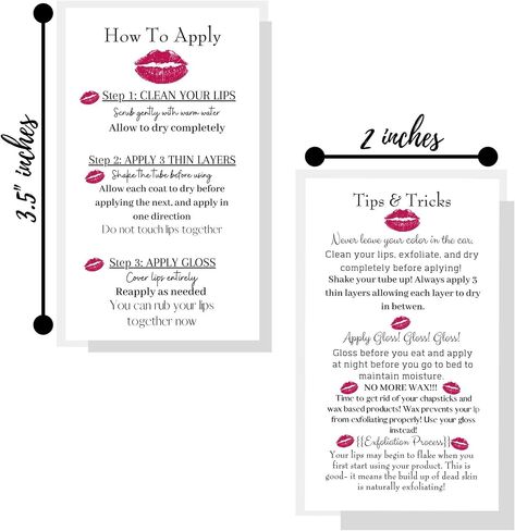 How To Apply LipSense/Tips and Tricks Cards,50 Pack,Double Sided 2x3.5 inchinch Business Cards,Application Instruction Card White with Red Lips Design,black in Saudi Arabia