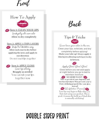 How To Apply LipSense/Tips and Tricks Cards,50 Pack,Double Sided 2x3.5 inchinch Business Cards,Application Instruction Card White with Red Lips Design,black in Saudi Arabia