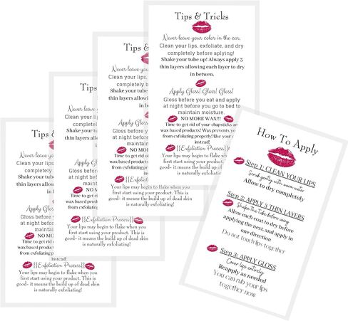 How To Apply LipSense/Tips and Tricks Cards,50 Pack,Double Sided 2x3.5 inchinch Business Cards,Application Instruction Card White with Red Lips Design,black in Saudi Arabia