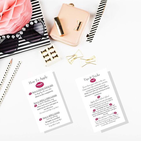 How To Apply LipSense/Tips and Tricks Cards,50 Pack,Double Sided 2x3.5 inchinch Business Cards,Application Instruction Card White with Red Lips Design,black in Saudi Arabia