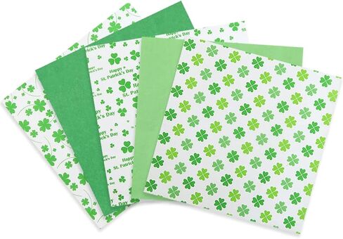 St. Patrick's Day Tissue Paper 50 Sheet Green Shamrock Clover Pattern Art Tissue Bulk Irish Spring Holiday Wrapping Paper for DIY Crafts Party Gift Bag Packing Birthday Favors, 20 x 20" in Saudi Arabia