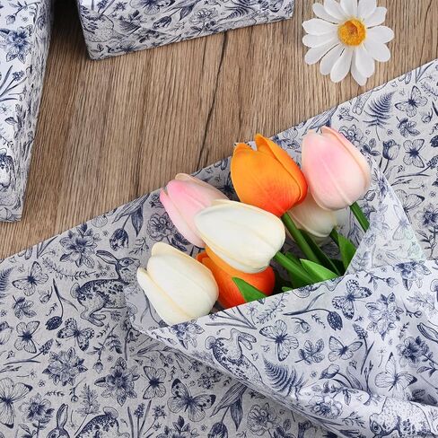 100 Sheets Happy Easter Tissue Paper Blue Vintage Bunny Tissue Paper, Retro Blue Rabbits Art Wrapping Paper for Easter Spring Crafts Decor in Saudi Arabia