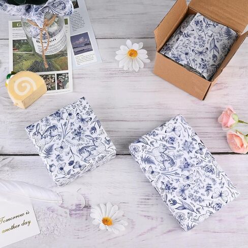 100 Sheets Happy Easter Tissue Paper Blue Vintage Bunny Tissue Paper, Retro Blue Rabbits Art Wrapping Paper for Easter Spring Crafts Decor in Saudi Arabia